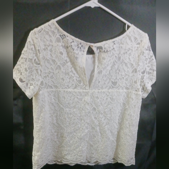 Forever 21 white lace blouse sz med - Picture 3 of 7